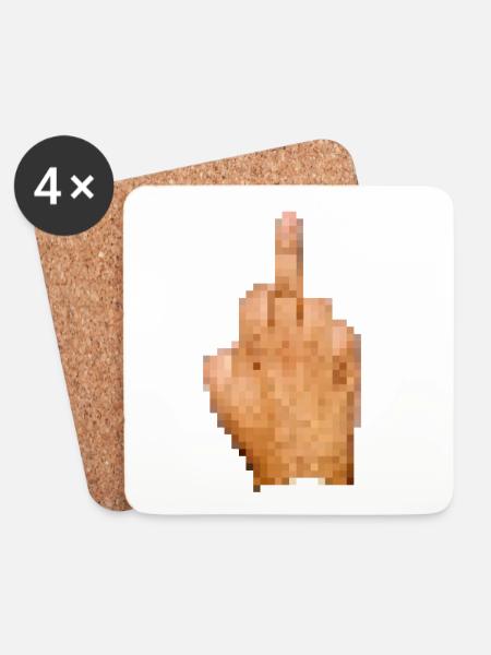 Middle Finger Pixel Censored - Coasters (set of 4) - white