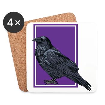 Raven - Crow - Raven - Coasters (set of 4) - white - Front