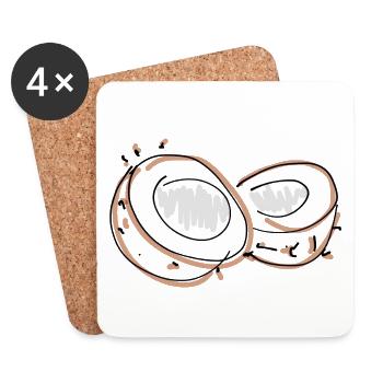 noix de coco - Dessous de verre (lot de 4) - blanc - Devant