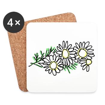 camomille - Dessous de verre (lot de 4) - blanc - Devant