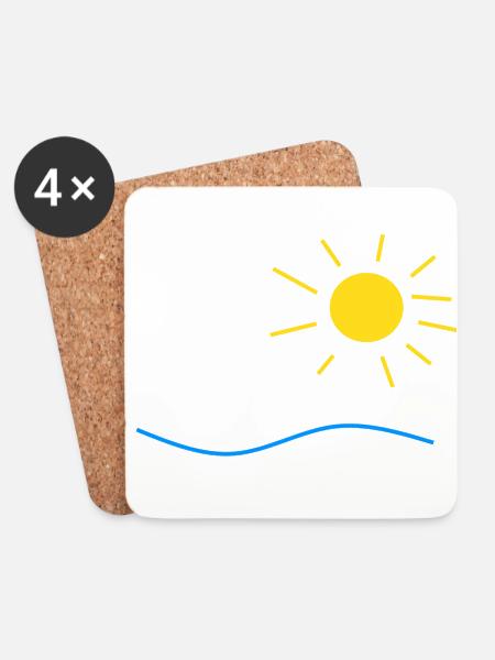 Sonne und Meer - Untersetzer (4er-Set) - Weiß