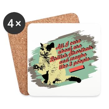 Britsch Shorthair Katze Perserkatze Geschenk - Untersetzer (4er-Set) - Weiß - Vorne