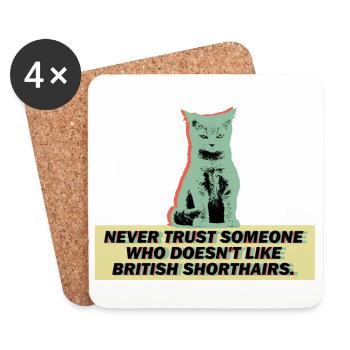 Brit Shorthair Sweet Cat Kitten Gift - Coasters (set of 4) - white - Front