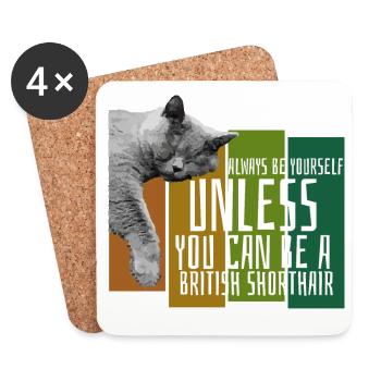 Britsch Shorthair Kätzchen Mieze Geschenk - Untersetzer (4er-Set) - Weiß - Vorne