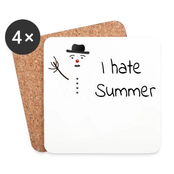 Je déteste l'été, fondant bonhomme de neige - Dessous de verre (lot de 4) - blanc - Devant