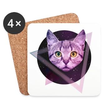 Space Katze - Untersetzer (4er-Set) - Weiß - Vorne