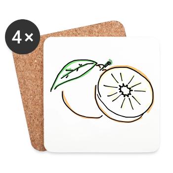 Orange - Untersetzer (4er-Set) - Weiß - Vorne