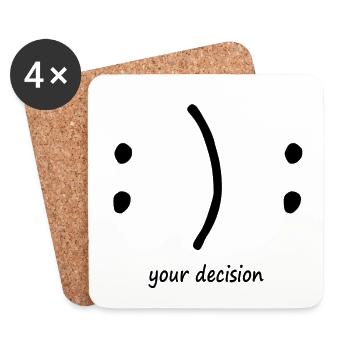 happy or sad? Emotions smiley - Coasters (set of 4) - white - Front