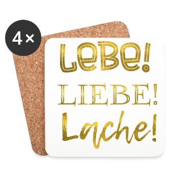 Lebe! Liebe! Lache! Gold - Untersetzer (4er-Set) - Weiß - Vorne