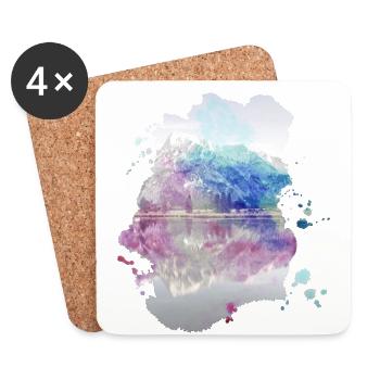 Fantasy Spiegel See Berge Farben Bunt Geschenk - Untersetzer (4er-Set) - Weiß - Vorne