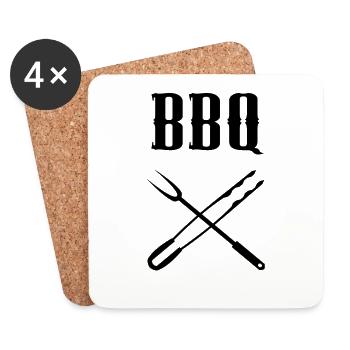BBQ Barbecue Grilling Gift Idea - Coasters (set of 4) - white - Front