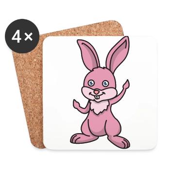 Rabbit Hase Häschen - Untersetzer (4er-Set) - Weiß - Vorne