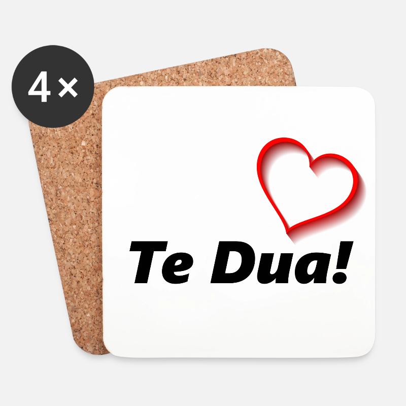 Te Dua <3 Liebe dich - Untersetzer (4er-Set) - Weiß