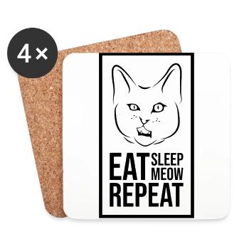 Chat - Dessous de verre (lot de 4) - blanc - Devant