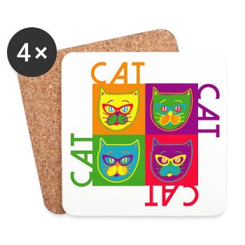Cats with Eyeglasses Maine Coon Tiger Gift - Coasters (set of 4) - white - Front