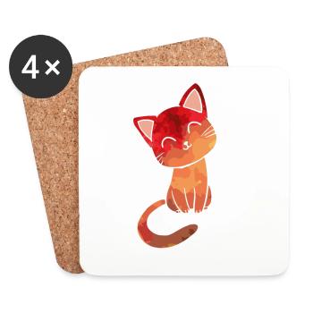 Süße Katze Perser Siam Maine Coon Geschenk - Untersetzer (4er-Set) - Weiß - Vorne