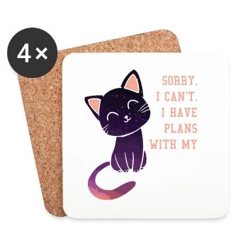 Süßes Kätzchen Mondschein Katze Geschenk - Untersetzer (4er-Set) - Weiß - Vorne