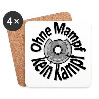 Ohne Mampf kein Kampf - Untersetzer (4er-Set) - Weiß - Vorne