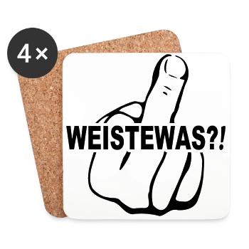 WEISTEWAS (Weist du was)?! Leck mich - Untersetzer (4er-Set) - Weiß - Vorne