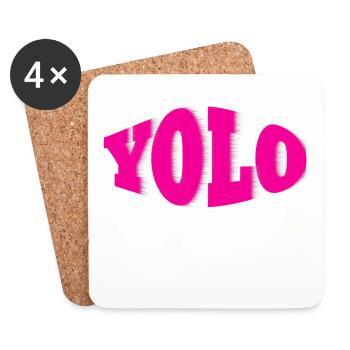 YOLO pink - Coasters (set of 4) - white - Front