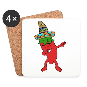 Chilli Mexiko Dab Dabbing chilli scharg spicy new - Untersetzer (4er-Set) - Weiß - Vorne