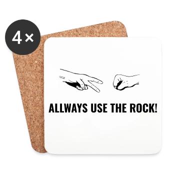 Scissors Stone Paper Allways Use the Rock Black - Coasters (set of 4) - white - Front