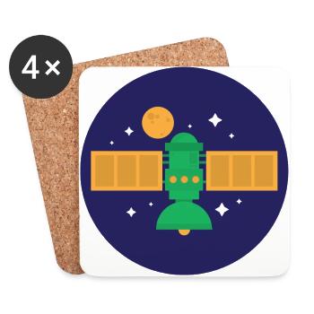 du satellite - Dessous de verre (lot de 4) - blanc - Devant