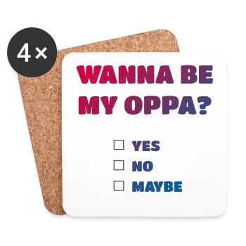 Wanna be my Oppa - Dessous de verre (lot de 4) - blanc - Devant