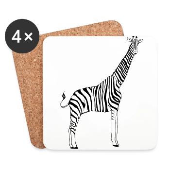 zebra giraffe - Coasters (set of 4) - white - Front