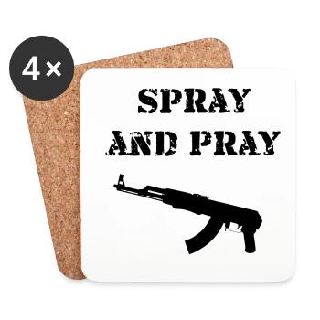 Spray and Pray AK-47 Geschenk Idee - Untersetzer (4er-Set) - Weiß - Vorne