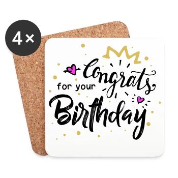 Félicitations anniversaire - Dessous de verre (lot de 4) - blanc - Devant