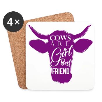 Les vaches sont les meilleures amies des filles - Dessous de verre (lot de 4) - blanc - Devant