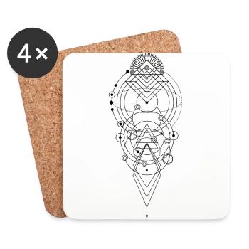 Geometrisch Dreicke Kreis Prisma - Untersetzer (4er-Set) - Weiß - Vorne