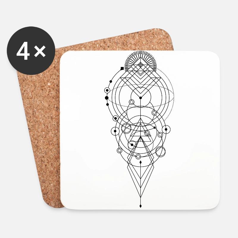 Geometrisch Dreicke Kreis Prisma - Untersetzer (4er-Set) - Weiß