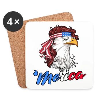 USA, Adler, Flagge, Amerika, Geschenk, Patriotisch - Untersetzer (4er-Set) - Weiß - Vorne