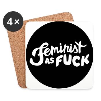 Feminist as F*CK Girlpower Mädchen - Untersetzer (4er-Set) - Weiß - Vorne
