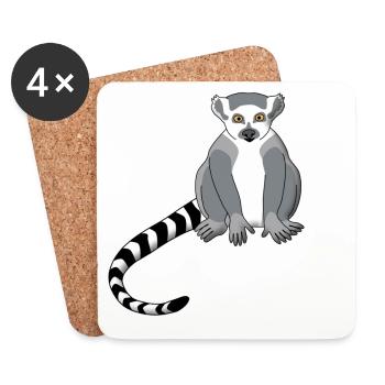 Lemur - Untersetzer (4er-Set) - Weiß - Vorne