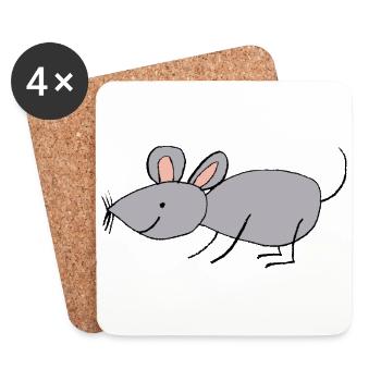 Maus - Untersetzer (4er-Set) - Weiß - Vorne