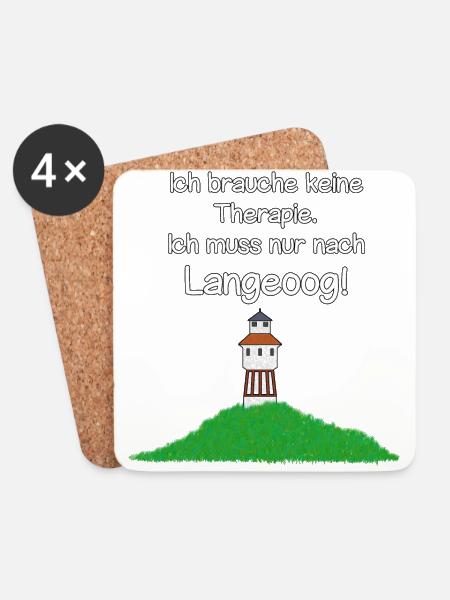 Ich muss nur nach Langeoog! - Untersetzer (4er-Set) - Weiß