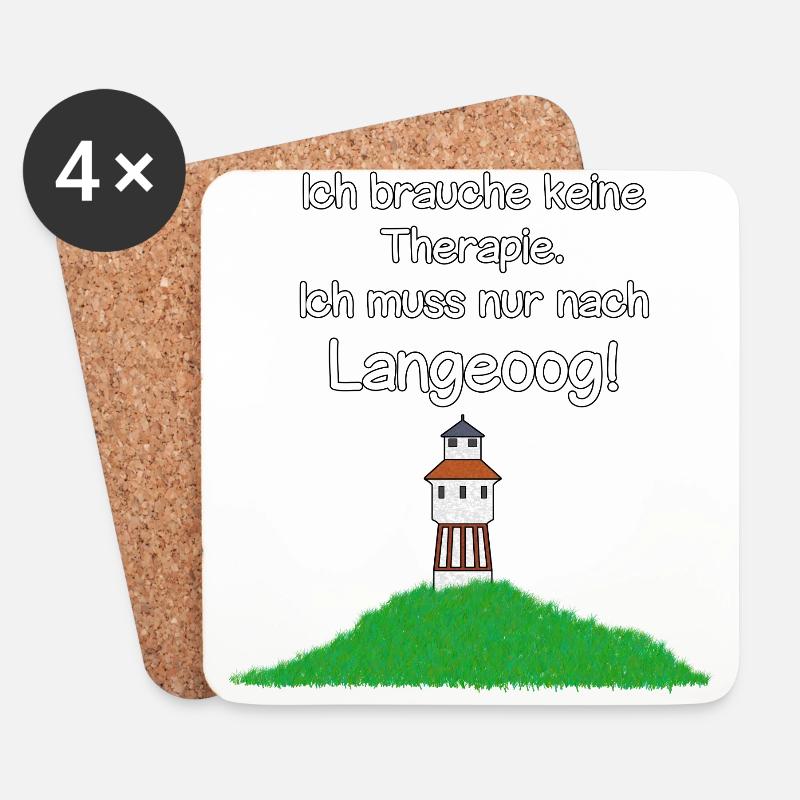 Ich muss nur nach Langeoog! - Untersetzer (4er-Set) - Weiß
