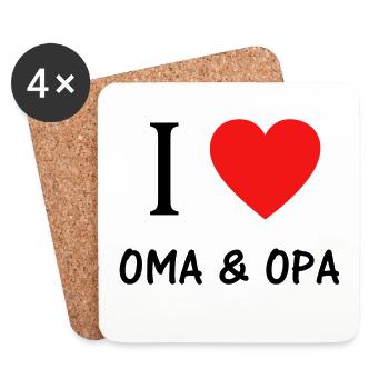 I love Oma und Opa - Untersetzer (4er-Set) - Weiß - Vorne