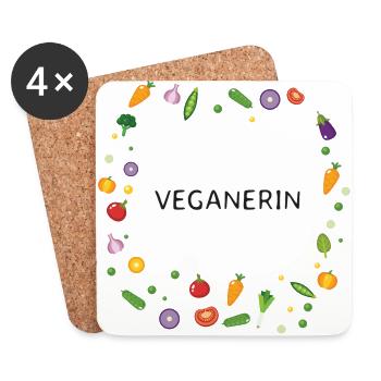 Vegan Shirt - Frag nicht wieso ich Veganerin bin - Untersetzer (4er-Set) - Weiß - Vorne
