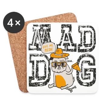 Mad Dog Pizza - Dessous de verre (lot de 4) - blanc - Devant