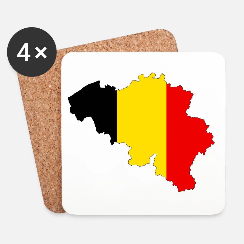 BELGIEN - Untersetzer (4er-Set) - Weiß