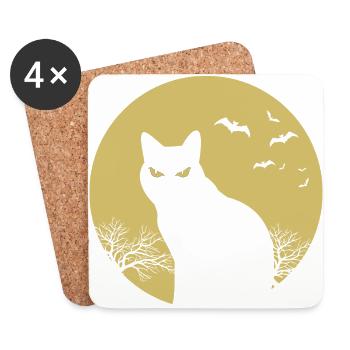 halloween Katze Mond - Untersetzer (4er-Set) - Weiß - Vorne