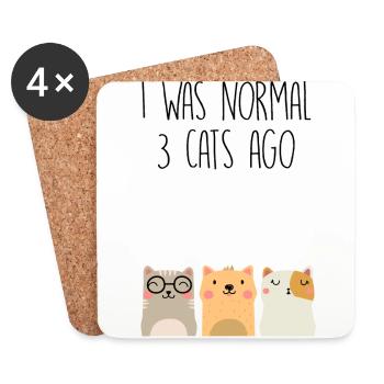 J'étais normal il y a 3 chats - Dessous de verre (lot de 4) - blanc - Devant
