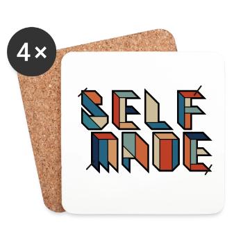Selfmade - Fait maison - Retro Vingate Graffiti - Dessous de verre (lot de 4) - blanc - Devant