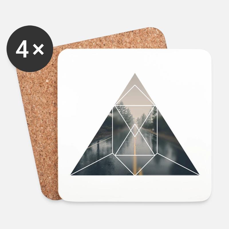 Modern Nature Grafik - Untersetzer (4er-Set) - Weiß