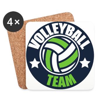 Équipe de l'emblème de l'équipe de volleyball - Dessous de verre (lot de 4) - blanc - Devant
