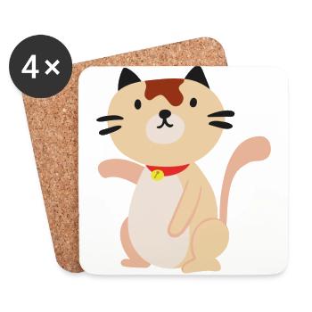Chat chat - Dessous de verre (lot de 4) - blanc - Devant
